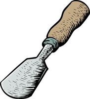 Half round chisel in woodcut drawing style color vector illustration