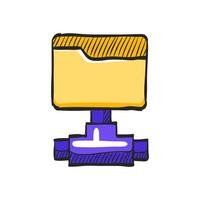 Shared folder icon in hand drawn color vector illustration