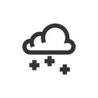 Weather overcast snowing icon in thick outline style. Black and white monochrome vector illustration.