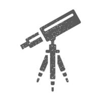 Telescope icon in grunge texture vector illustration