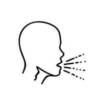 Man coughing . Hand drawn vector illustration. Editable line stroke.