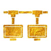 Hand drawn Local area network icon in gold foil texture vector illustration