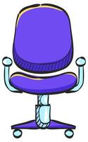 Office chair icon in hand drawn color vector illustration