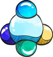 Molecules icon in watercolor style. vector