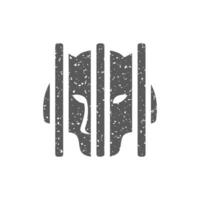 Caged animal icon in grunge texture vector illustration