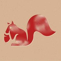 Squirrel halftone style icon with grunge background vector illustration