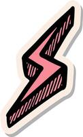 Hand drawn lightning thunder icon in sticker style vector illustration