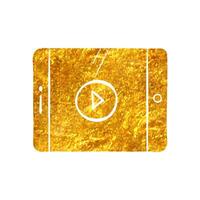 Hand drawn Movie play symbol icon in gold foil texture vector illustration