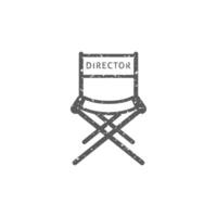 Movie director chair icon in grunge texture vector illustration