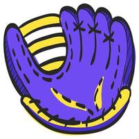 Baseball glove icon in hand drawn color vector illustration
