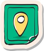 Hand drawn Map icon in sticker style vector illustration