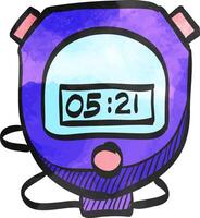 Stopwatch icon in watercolor style. vector