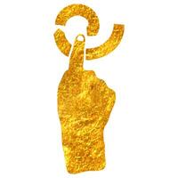 Hand drawn touchpad finger gesture icon in gold foil texture vector illustration