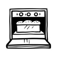 Bread baked in oven. Hand drawn vector illustration.