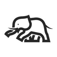 Elephant icon in thick outline style. Black and white monochrome vector illustration.