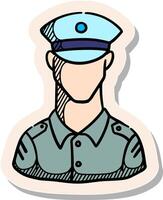 Hand drawn sticker style Man in uniform icon vector illustration