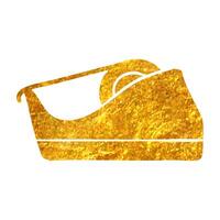 Hand drawn Tape dispenser icon in gold foil texture vector illustration