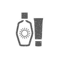 Tanning lotions icon in grunge texture vector illustration