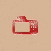 Camera halftone style icon with grunge background vector illustration