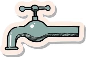 Hand drawn water faucet in sticker style vector illustration