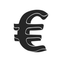mano dibujado euro moneda símbolo vector ilustración