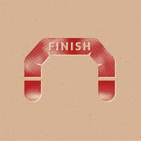 Finish line halftone style icon with grunge background vector illustration