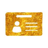 Hand drawn ID Card icon in gold foil texture vector illustration