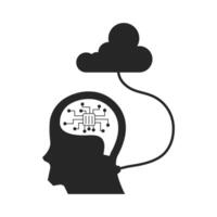 Artificial intelligence concept icon in black and white vector