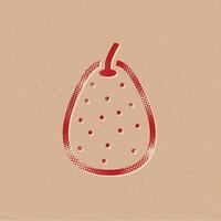 Pear halftone style icon with grunge background vector illustration