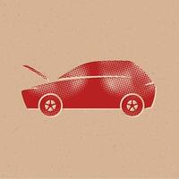 Car with hood open icons halftone style automotive with grunge background vector illustration