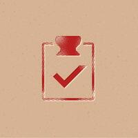 Checklist halftone style icon with grunge background vector illustration