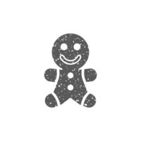 Gingerman icon in grunge texture vector illustration