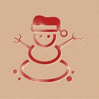 Snowman halftone style icon with grunge background vector illustration