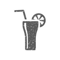 Cocktail drink icon in grunge texture vector illustration