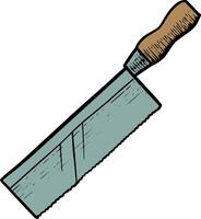 Razor saw in woodcut drawing style color vector illustration