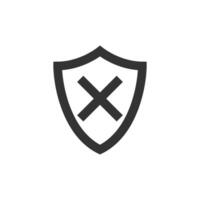 Shield icon in thick outline style. Black and white monochrome vector illustration.