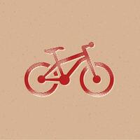 Mountain bike halftone style icon with grunge background vector illustration