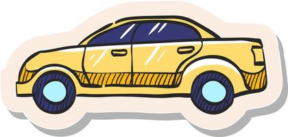 mano dibujado coche icono en pegatina estilo vector ilustración