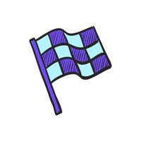 Race flag icon in hand drawn color vector illustration