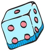 Dice icon in hand drawn color vector illustration