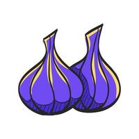 Garlic icon in hand drawn color vector illustration