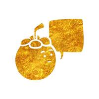 mano dibujado mangostán caracteres en oro frustrar textura vector ilustración