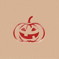 Pumpkin halftone style icon with grunge background vector illustration