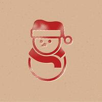 Snowman halftone style icon with grunge background vector illustration