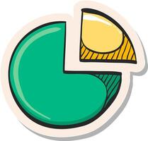 Hand drawn Pie chart icon in sticker style vector illustration