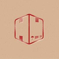 Logistic box halftone style icon with grunge background vector illustration