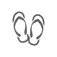 Slipper sandal icon in grunge texture vector illustration