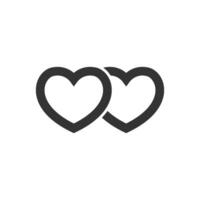 corazón forma icono en grueso contorno estilo. negro y blanco monocromo vector ilustración.