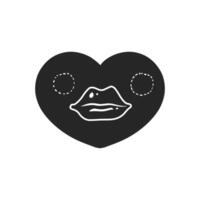 Hand drawn icon Hand draw woman lips inside heart shape. Vector illustration.