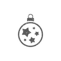 Christmas ball icon in grunge texture vector illustration